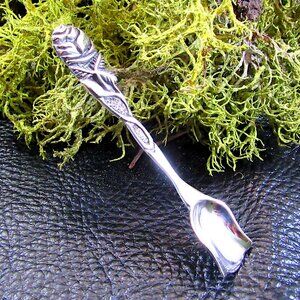 Solid 925 Sterling Silver Viking Rose Bush Salt Spoon Celtic Herb Server Shovel
